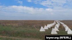 Російська лінія укріплень на Ак-Монайському перешийку, Крим, березень 2023 року