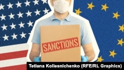 Росія та «посилка» із західними санкціями. Колаж