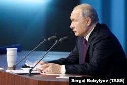 Президент Росії Володимир Путін під час великої щорічної прес-конференції. Москва, 20 грудня 2018 року